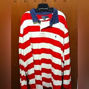 Ralph Lauren 3X rugby striped red and white!!